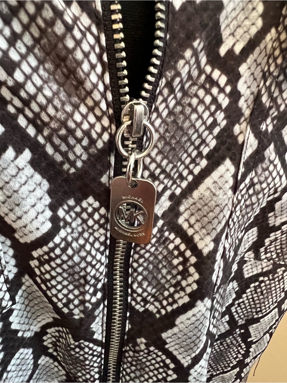 Michael Kors Black & White Snake-Print Zip Jacket - Picture 5 of 8